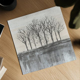 Trees at Dawn II Neutral by Silvia Vassileva. Shown as a detailed flat fine art print, highlighting archival giclee quality. Available as an archival giclee rolled canvas, fine art paper, or poster print. SKU 60555a.