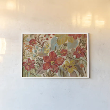 Tropical Flowers by Silvia Vassileva. shown as a paper print in a white frame. Available as a archival giclee rolled canvas, fine art paper, or poster print. SKU 30158i.