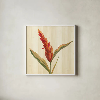 Tropical Garden II by Silvia Vassileva. Shown in a crisp white glass frame for a clean and minimalist style. Available as an archival giclee rolled canvas, fine art paper, or poster print. SKU 66372a.