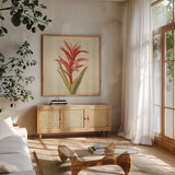 Tropical Garden III by Silvia Vassileva. Shown in a natural wood frame in a cozy modern living room. Available as an archival giclee rolled canvas, fine art paper, or poster print. SKU 66373a.
