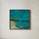 Tropical Island I by Silvia Vassileva. Shown in a sleek black glass frame for a contemporary gallery look. Available as an archival giclee rolled canvas, fine art paper, or poster print. SKU 102541a.
