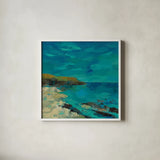 Tropical Island I by Silvia Vassileva. Shown in a crisp white glass frame for a clean and minimalist style. Available as an archival giclee rolled canvas, fine art paper, or poster print. SKU 102541a.
