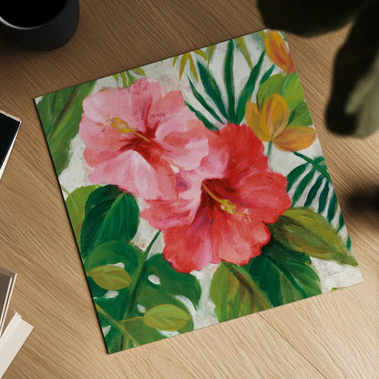 Tropical Jewels I v2 Pink Crop by Silvia Vassileva. Shown as a detailed flat fine art print, highlighting archival giclee quality. Available as an archival giclee rolled canvas, fine art paper, or poster print. SKU 54292a.