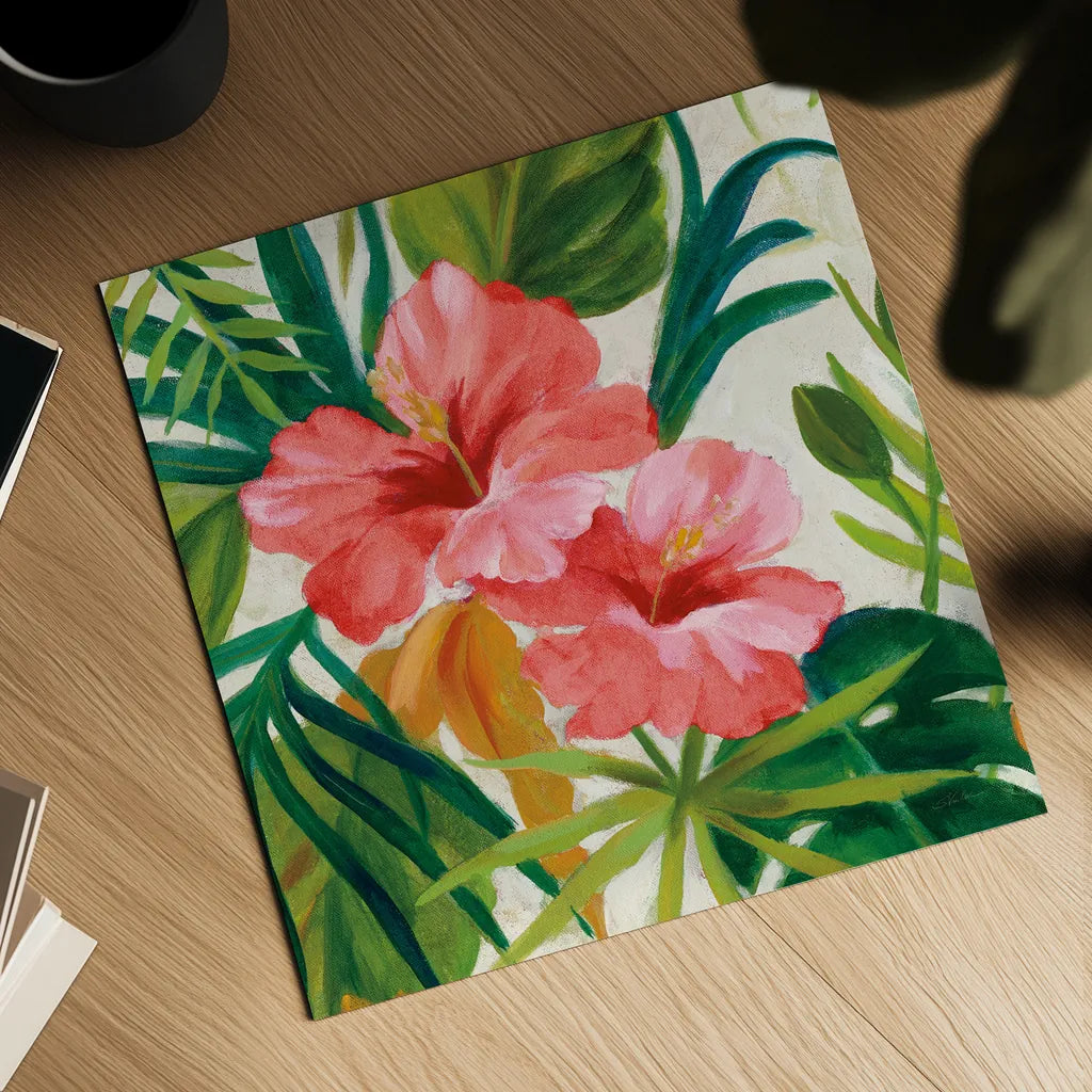 Tropical Jewels II v2 Pink Crop by Silvia Vassileva. Shown as a detailed flat fine art print, highlighting archival giclee quality. Available as an archival giclee rolled canvas, fine art paper, or poster print. SKU 54293a.