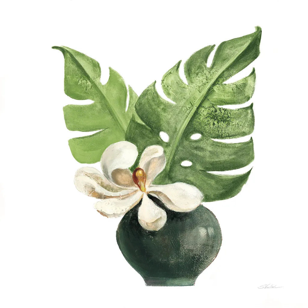 Tropical Leaves II on White by Silvia Vassileva. SKU 50325a. Archival Giclee Fine art print for wall decor.