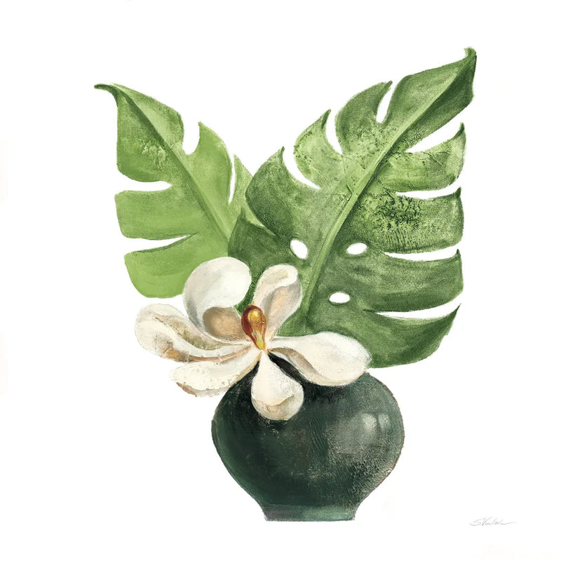 Tropical Leaves II on White by Silvia Vassileva. SKU 50325a. Archival Giclee Fine art print for wall decor.