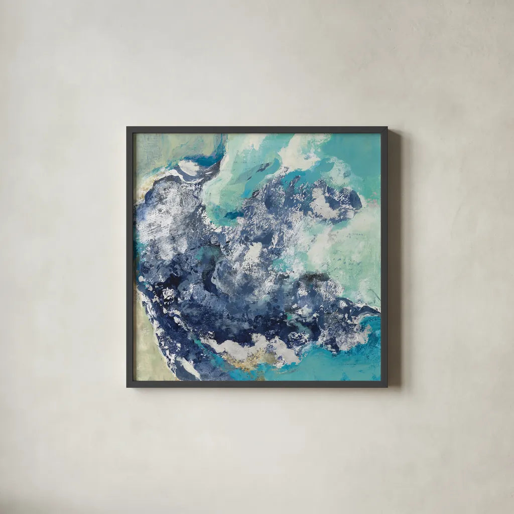 Turquoise by Silvia Vassileva. Shown in a sleek black glass frame for a contemporary gallery look. Available as an archival giclee rolled canvas, fine art paper, or poster print. SKU 65602a.