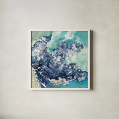 Turquoise by Silvia Vassileva. Shown in a crisp white glass frame for a clean and minimalist style. Available as an archival giclee rolled canvas, fine art paper, or poster print. SKU 65602a.