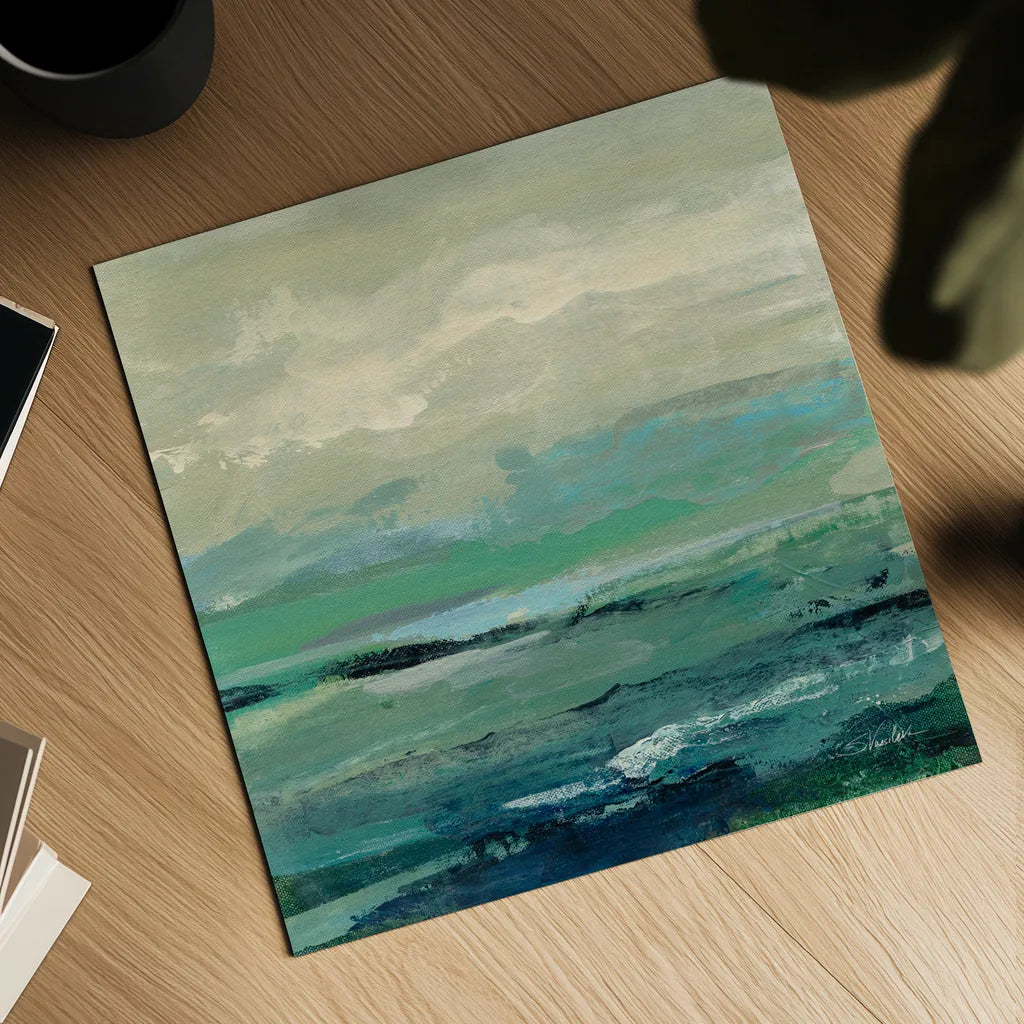 Turquoise Bay I by Silvia Vassileva. Shown as a detailed flat fine art print, highlighting archival giclee quality. Available as an archival giclee rolled canvas, fine art paper, or poster print. SKU 74910a.