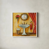 Tuscan Bath IV by Silvia Vassileva. Shown in a crisp white glass frame for a clean and minimalist style. Available as an archival giclee rolled canvas, fine art paper, or poster print. SKU 9967a.