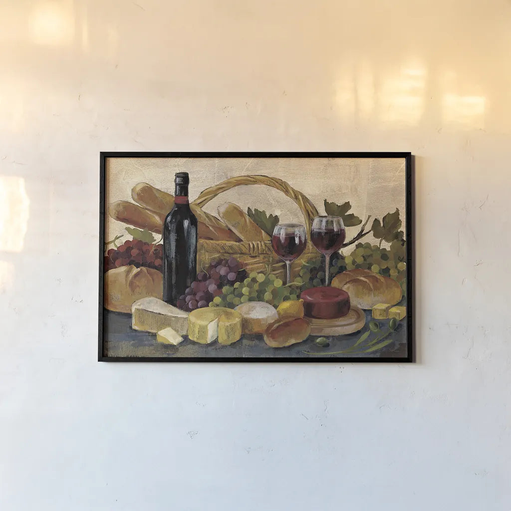 Tuscan Evening Wine Crop by Silvia Vassileva. shown as a paper print in a black flame. Available as a archival giclee rolled canvas, fine art paper, or poster print. SKU 13405i.