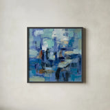 Ultramarine Waves II by Silvia Vassileva. Shown in a sleek black glass frame for a contemporary gallery look. Available as an archival giclee rolled canvas, fine art paper, or poster print. SKU 24575a.