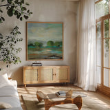 Unexpected Clouds I by Silvia Vassileva. Shown in a natural wood frame in a cozy modern living room. Available as an archival giclee rolled canvas, fine art paper, or poster print. SKU 34103a.