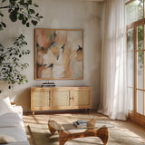 Uphill by Silvia Vassileva. Shown in a natural wood frame in a cozy modern living room. Available as an archival giclee rolled canvas, fine art paper, or poster print. SKU 89039a.