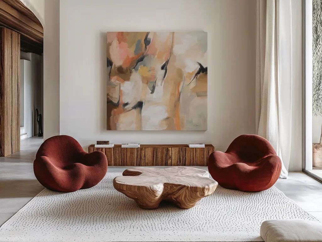 Uphill by Silvia Vassileva. Shown as extra-large giant wall art in a modern living room. Available as an archival giclee rolled canvas, fine art paper, or poster print. SKU 89039a.