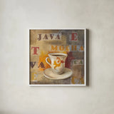Urban Cafe III by Silvia Vassileva. Shown in a crisp white glass frame for a clean and minimalist style. Available as an archival giclee rolled canvas, fine art paper, or poster print. SKU 4114a.