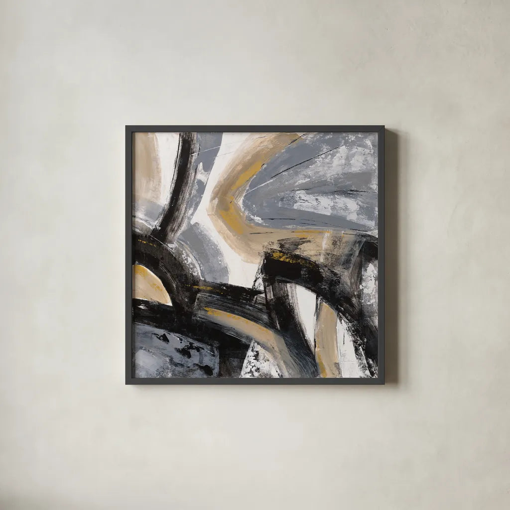 Urban Graffiti I by Silvia Vassileva. Shown in a sleek black glass frame for a contemporary gallery look. Available as an archival giclee rolled canvas, fine art paper, or poster print. SKU 65676a.
