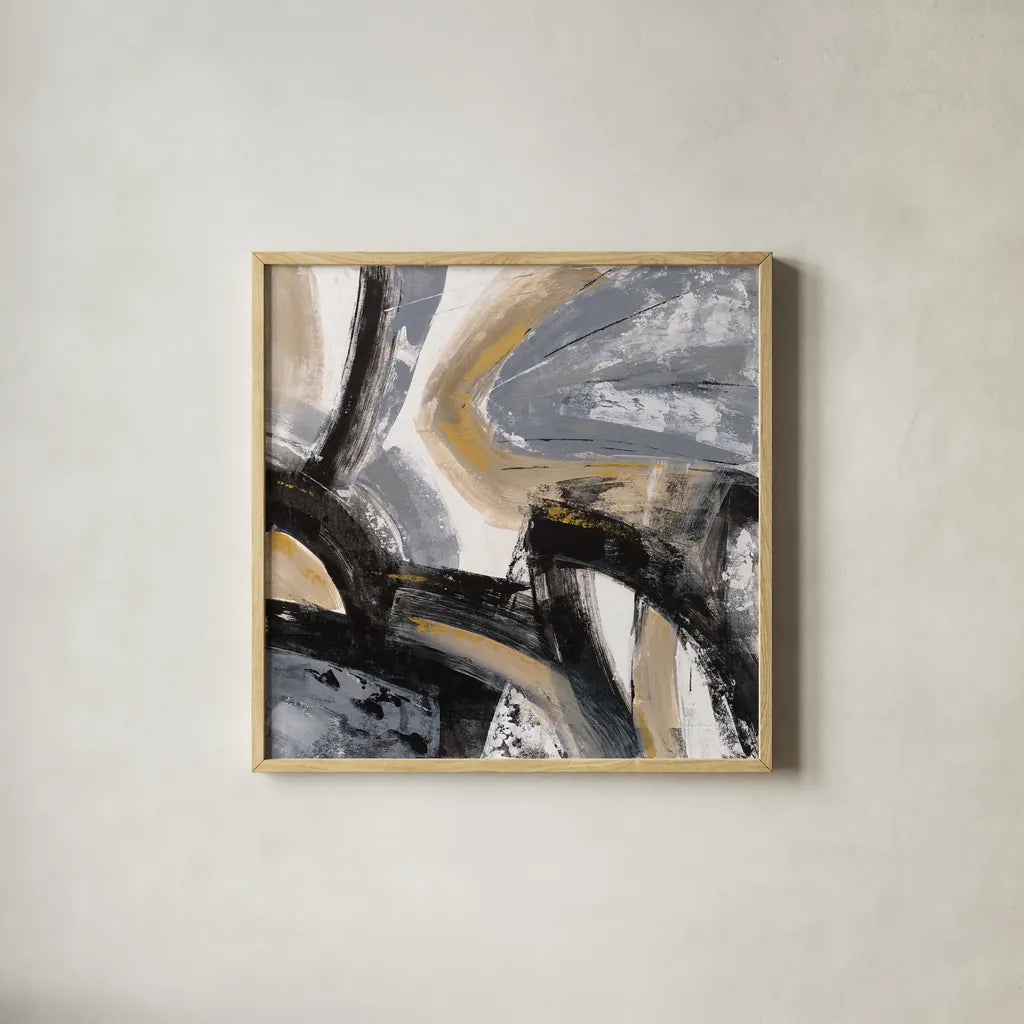 Urban Graffiti I by Silvia Vassileva. Shown in a natural wood glass frame for a timeless modern aesthetic. Available as an archival giclee rolled canvas, fine art paper, or poster print. SKU 65676a.