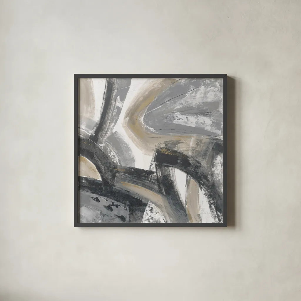 Urban Graffiti I Neutral by Silvia Vassileva. Shown in a sleek black glass frame for a contemporary gallery look. Available as an archival giclee rolled canvas, fine art paper, or poster print. SKU 68063a.