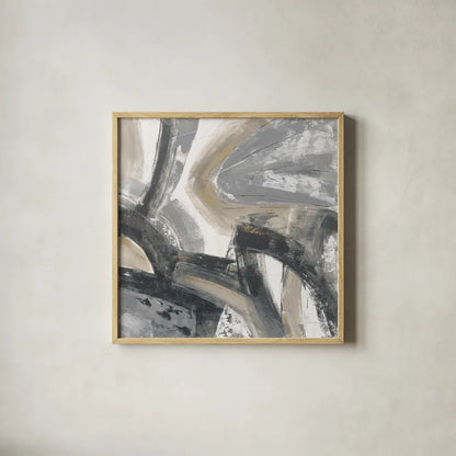 Urban Graffiti I Neutral by Silvia Vassileva. Shown in a natural wood glass frame for a timeless modern aesthetic. Available as an archival giclee rolled canvas, fine art paper, or poster print. SKU 68063a.