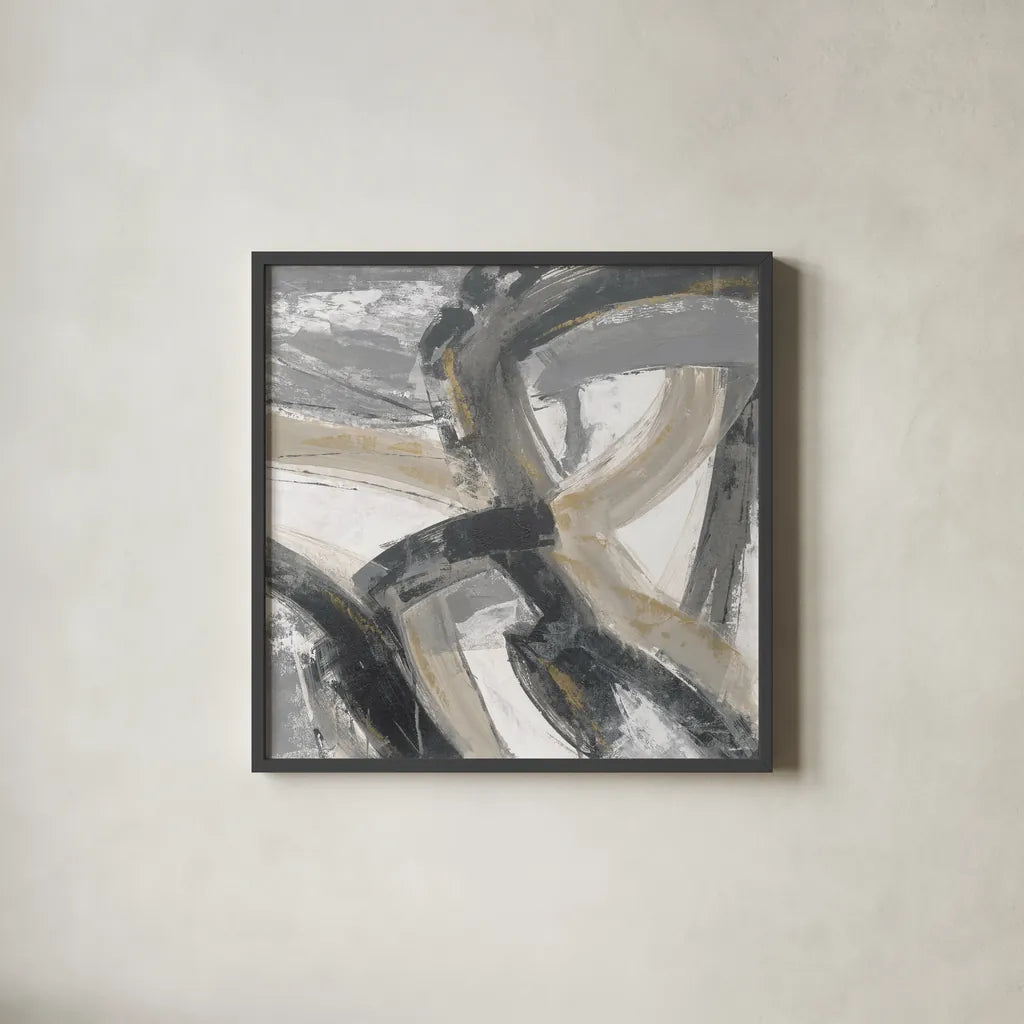 Urban Graffiti II Neutral by Silvia Vassileva. Shown in a sleek black glass frame for a contemporary gallery look. Available as an archival giclee rolled canvas, fine art paper, or poster print. SKU 68064a.