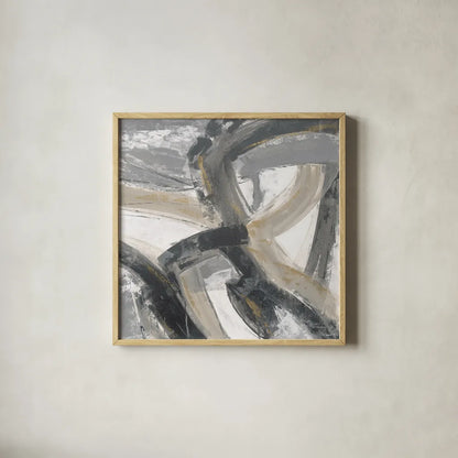 Urban Graffiti II Neutral by Silvia Vassileva. Shown in a natural wood glass frame for a timeless modern aesthetic. Available as an archival giclee rolled canvas, fine art paper, or poster print. SKU 68064a.