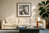 Urban Graffiti II Neutral by Silvia Vassileva. Displayed in a glass frame with matte in a clean modern living room. Available as an archival giclee rolled canvas, fine art paper, or poster print. SKU 68064a.