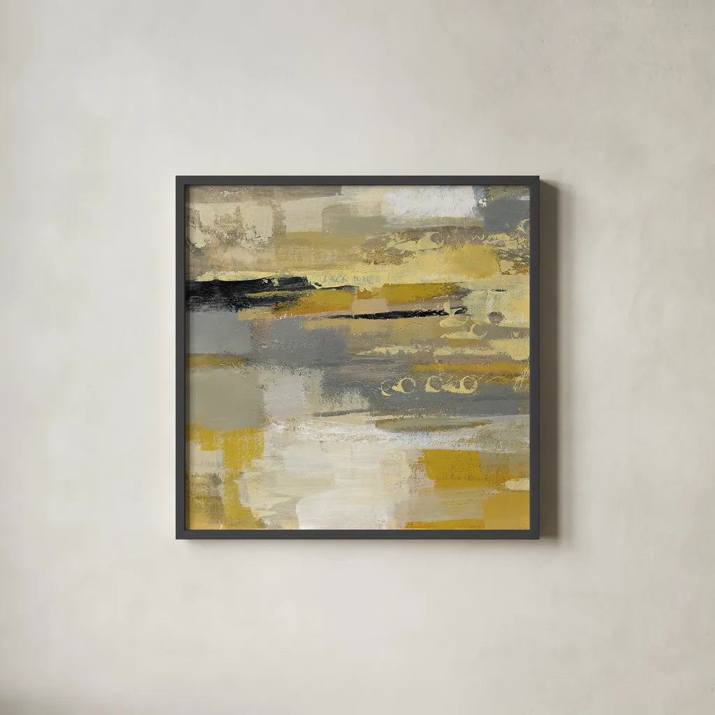 Urban Walkway II by Silvia Vassileva. Shown in a sleek black glass frame for a contemporary gallery look. Available as an archival giclee rolled canvas, fine art paper, or poster print. SKU 21597a.