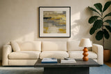 Urban Walkway II by Silvia Vassileva. Displayed in a glass frame with matte in a clean modern living room. Available as an archival giclee rolled canvas, fine art paper, or poster print. SKU 21597a.