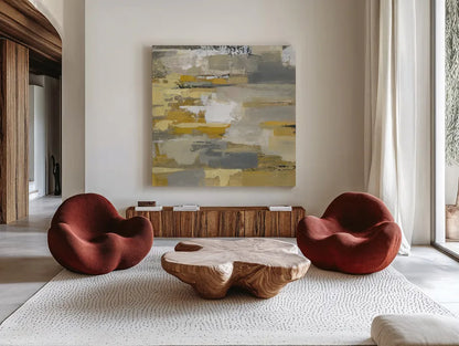 Urban Walkway III by Silvia Vassileva. Shown as extra-large giant wall art in a modern living room. Available as an archival giclee rolled canvas, fine art paper, or poster print. SKU 21598a.