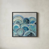 Variation Blue Grey III by Silvia Vassileva. Shown in a sleek black glass frame for a contemporary gallery look. Available as an archival giclee rolled canvas, fine art paper, or poster print. SKU 35715a.