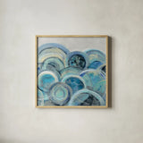 Variation Blue Grey III by Silvia Vassileva. Shown in a natural wood glass frame for a timeless modern aesthetic. Available as an archival giclee rolled canvas, fine art paper, or poster print. SKU 35715a.