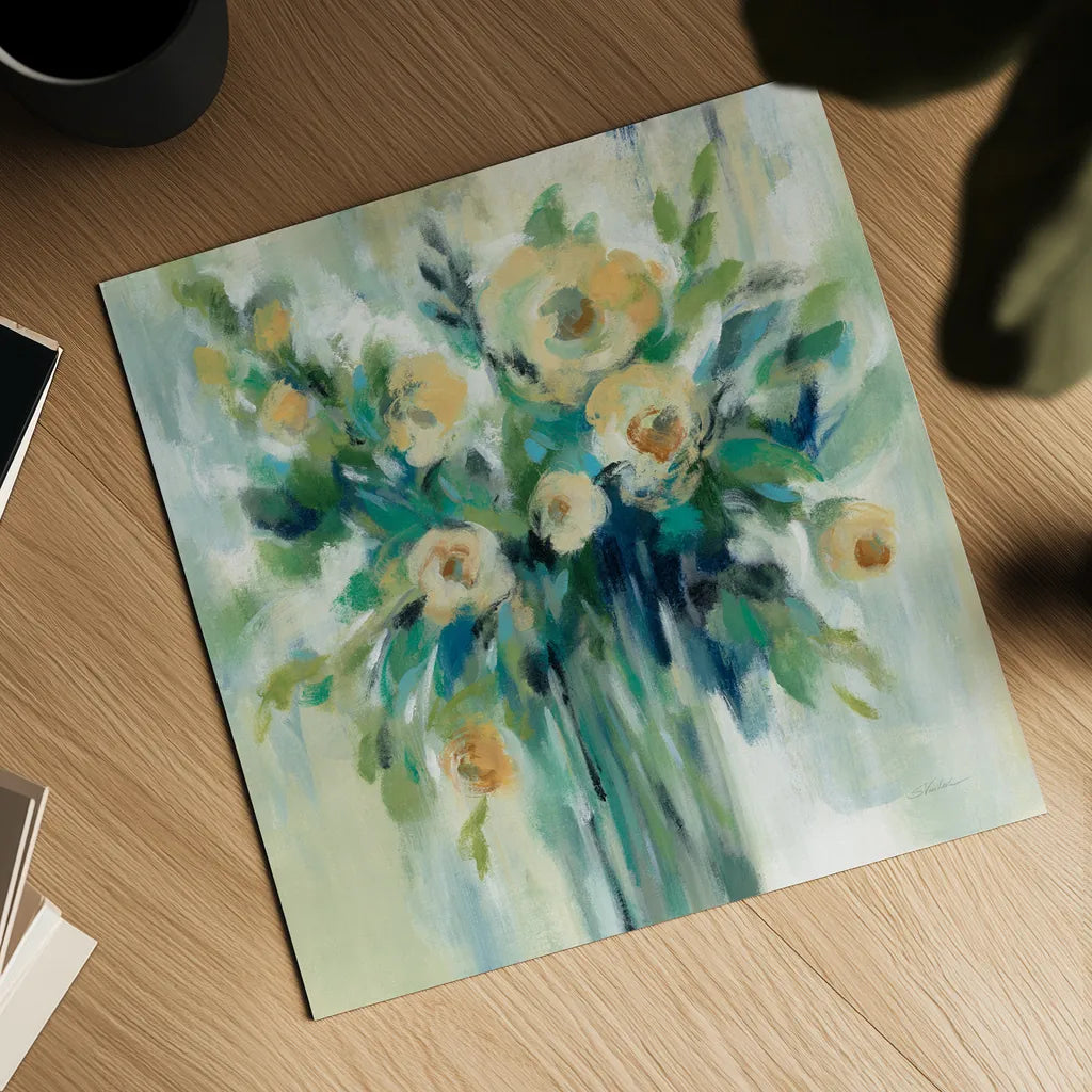 Vase of Flowers by Silvia Vassileva. Shown as a detailed flat fine art print, highlighting archival giclee quality. Available as an archival giclee rolled canvas, fine art paper, or poster print. SKU 55658a.