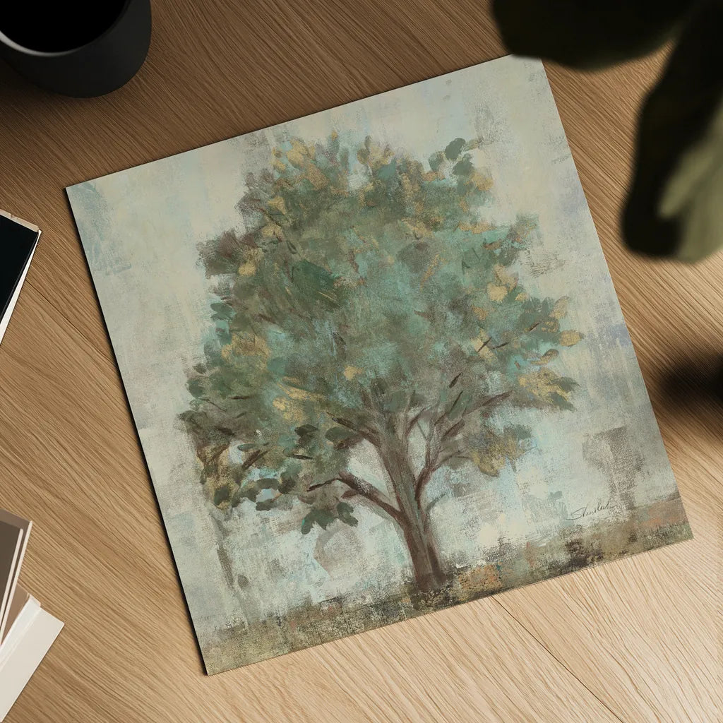 Verdi Trees I Light Green Crop by Silvia Vassileva. Shown as a detailed flat fine art print, highlighting archival giclee quality. Available as an archival giclee rolled canvas, fine art paper, or poster print. SKU 43771a.