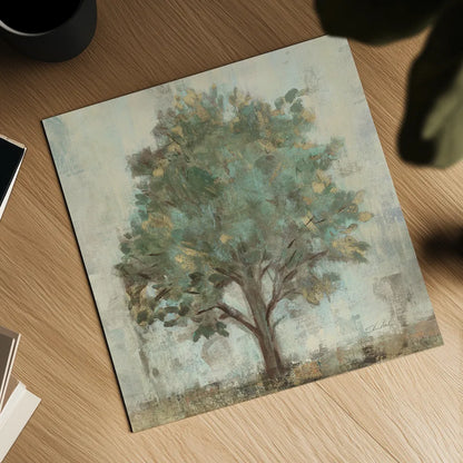 Verdi Trees I Light Green Crop by Silvia Vassileva. Shown as a detailed flat fine art print, highlighting archival giclee quality. Available as an archival giclee rolled canvas, fine art paper, or poster print. SKU 43771a.