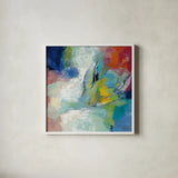 Vibrant Rainbow by Silvia Vassileva. Shown in a crisp white glass frame for a clean and minimalist style. Available as an archival giclee rolled canvas, fine art paper, or poster print. SKU 64154a.
