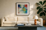 Vibrant Rainbow by Silvia Vassileva. Displayed in a glass frame with matte in a clean modern living room. Available as an archival giclee rolled canvas, fine art paper, or poster print. SKU 64154a.