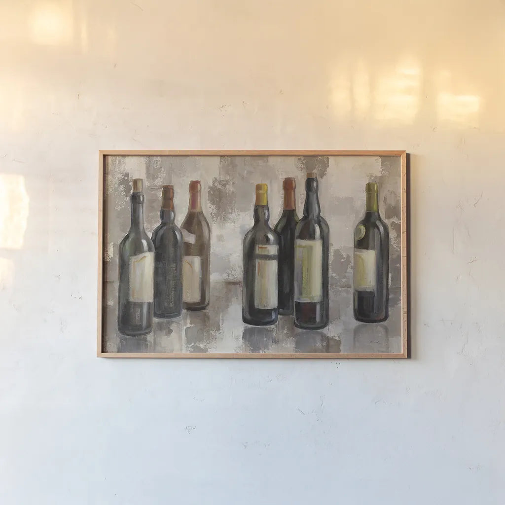 Vino Marsala no Words Gray by Silvia Vassileva. shown as a paper print in a natural frame. Available as a archival giclee rolled canvas, fine art paper, or poster print. SKU 22433i.
