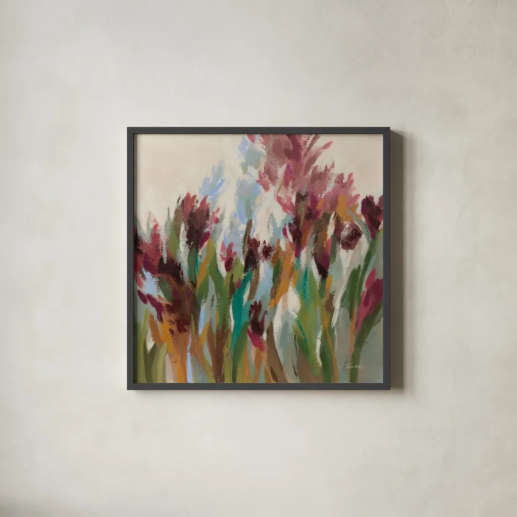 Vintage Garden by Silvia Vassileva. Shown in a sleek black glass frame for a contemporary gallery look. Available as an archival giclee rolled canvas, fine art paper, or poster print. SKU 88446a.