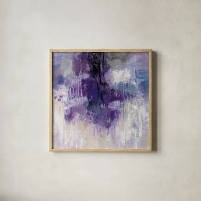 Violet Rain by Silvia Vassileva. Shown in a natural wood glass frame for a timeless modern aesthetic. Available as an archival giclee rolled canvas, fine art paper, or poster print. SKU 40805a.
