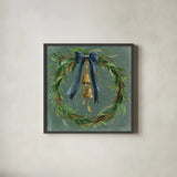 Viridian Wreath v2 by Silvia Vassileva. Shown in a sleek black glass frame for a contemporary gallery look. Available as an archival giclee rolled canvas, fine art paper, or poster print. SKU 101768a.