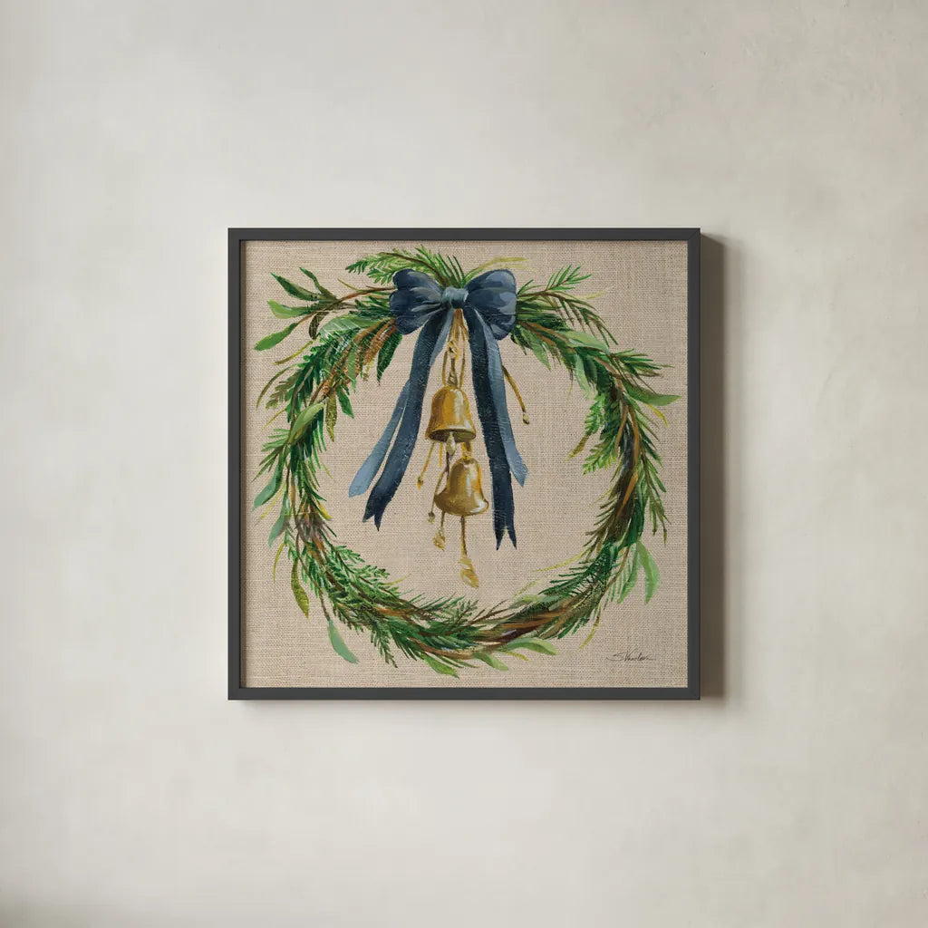 Viridian Wreath v3 by Silvia Vassileva. Shown in a sleek black glass frame for a contemporary gallery look. Available as an archival giclee rolled canvas, fine art paper, or poster print. SKU 101769a.