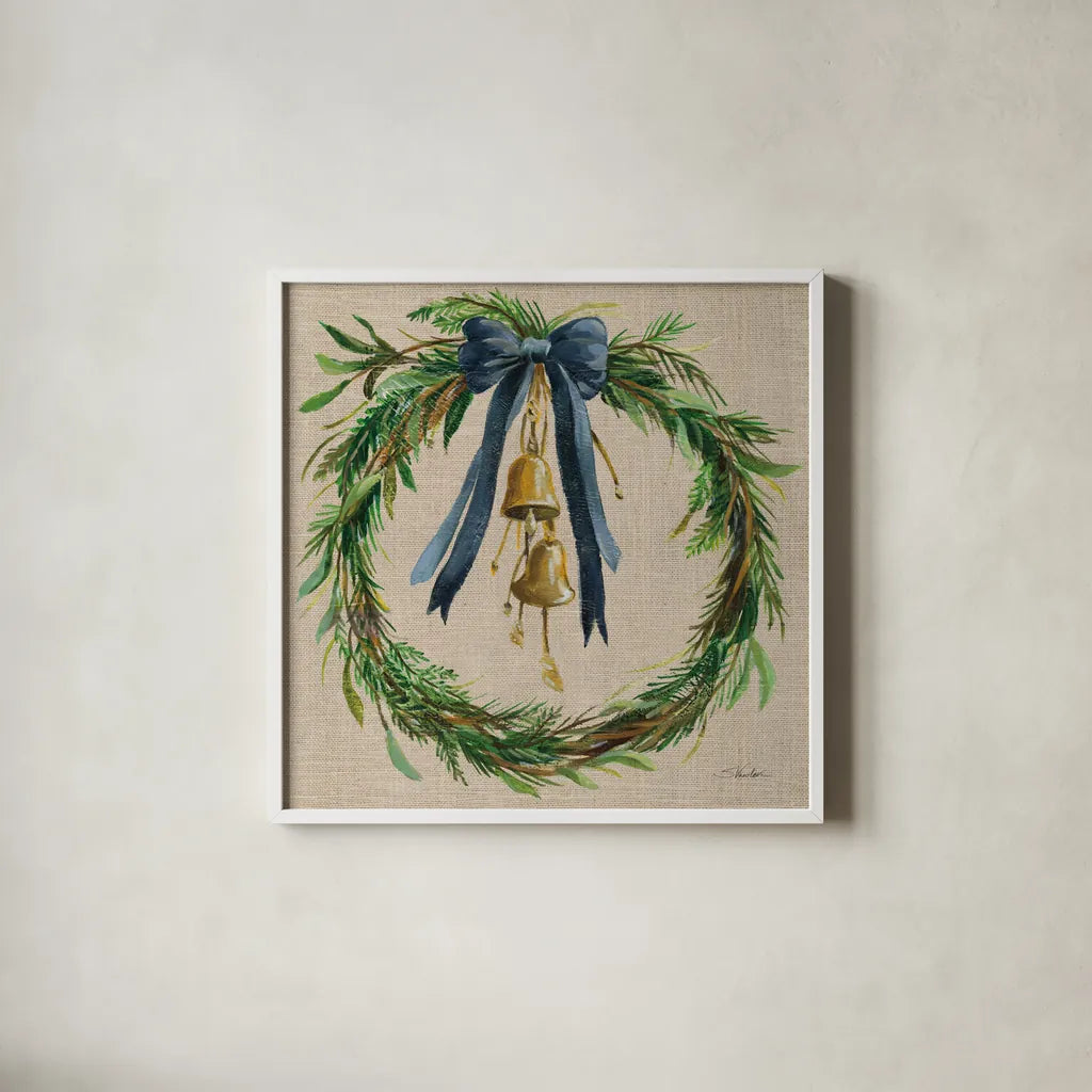Viridian Wreath v3 by Silvia Vassileva. Shown in a crisp white glass frame for a clean and minimalist style. Available as an archival giclee rolled canvas, fine art paper, or poster print. SKU 101769a.