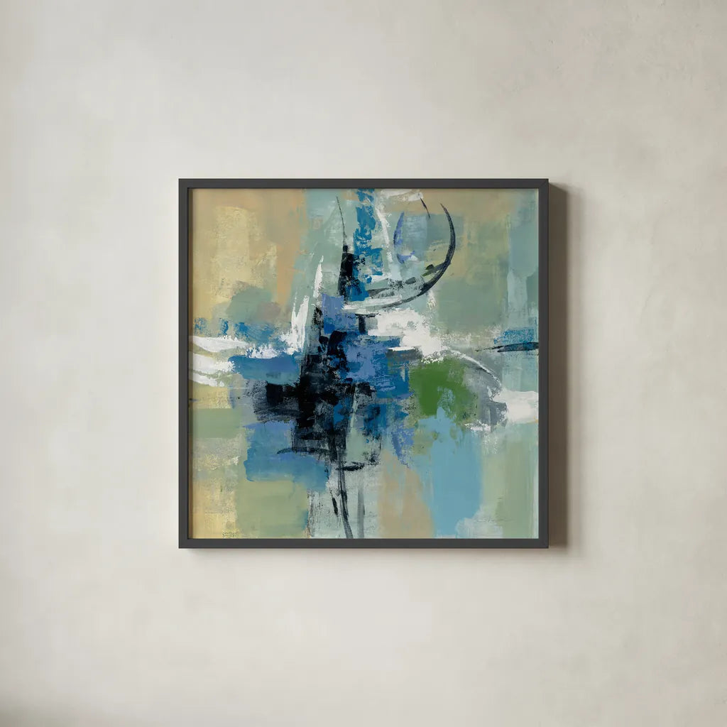 Vista Point I by Silvia Vassileva. Shown in a sleek black glass frame for a contemporary gallery look. Available as an archival giclee rolled canvas, fine art paper, or poster print. SKU 30162a.