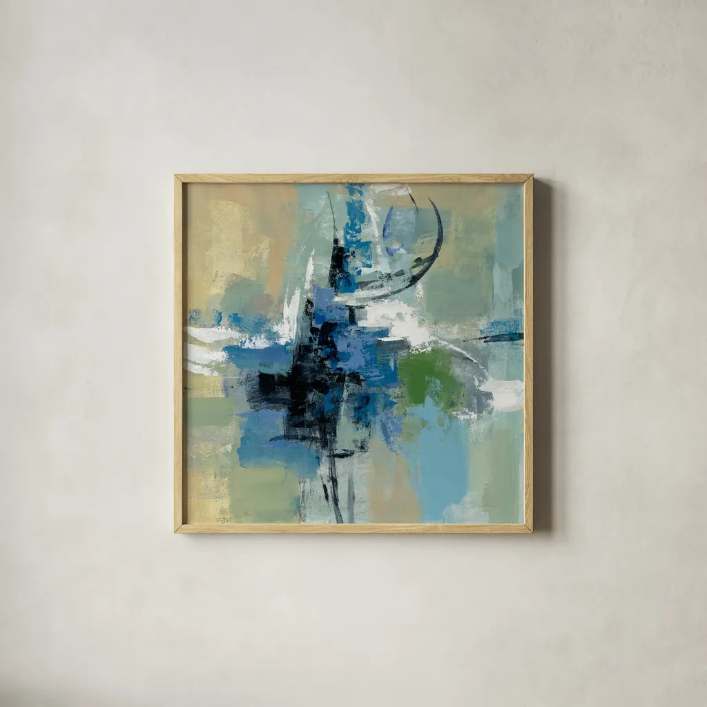 Vista Point I by Silvia Vassileva. Shown in a natural wood glass frame for a timeless modern aesthetic. Available as an archival giclee rolled canvas, fine art paper, or poster print. SKU 30162a.