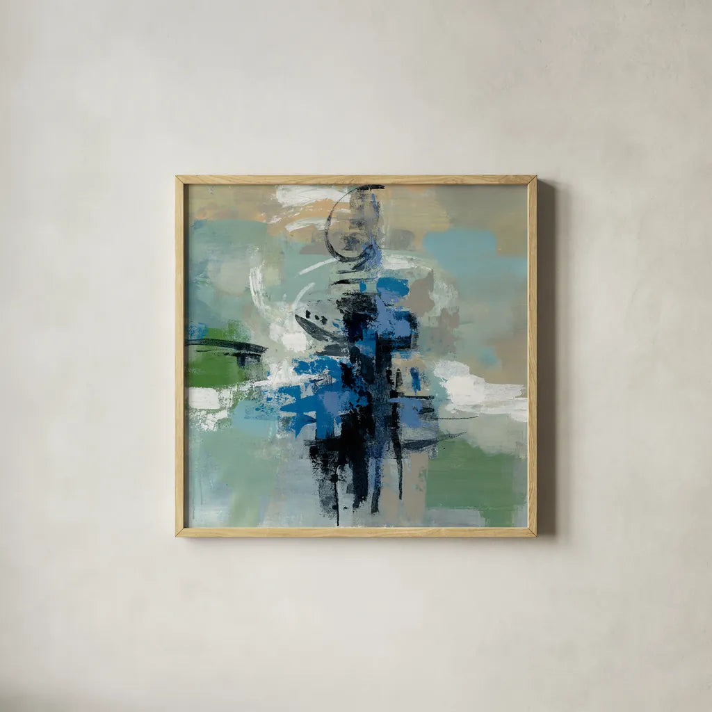 Vista Point II by Silvia Vassileva. Shown in a natural wood glass frame for a timeless modern aesthetic. Available as an archival giclee rolled canvas, fine art paper, or poster print. SKU 30163a.