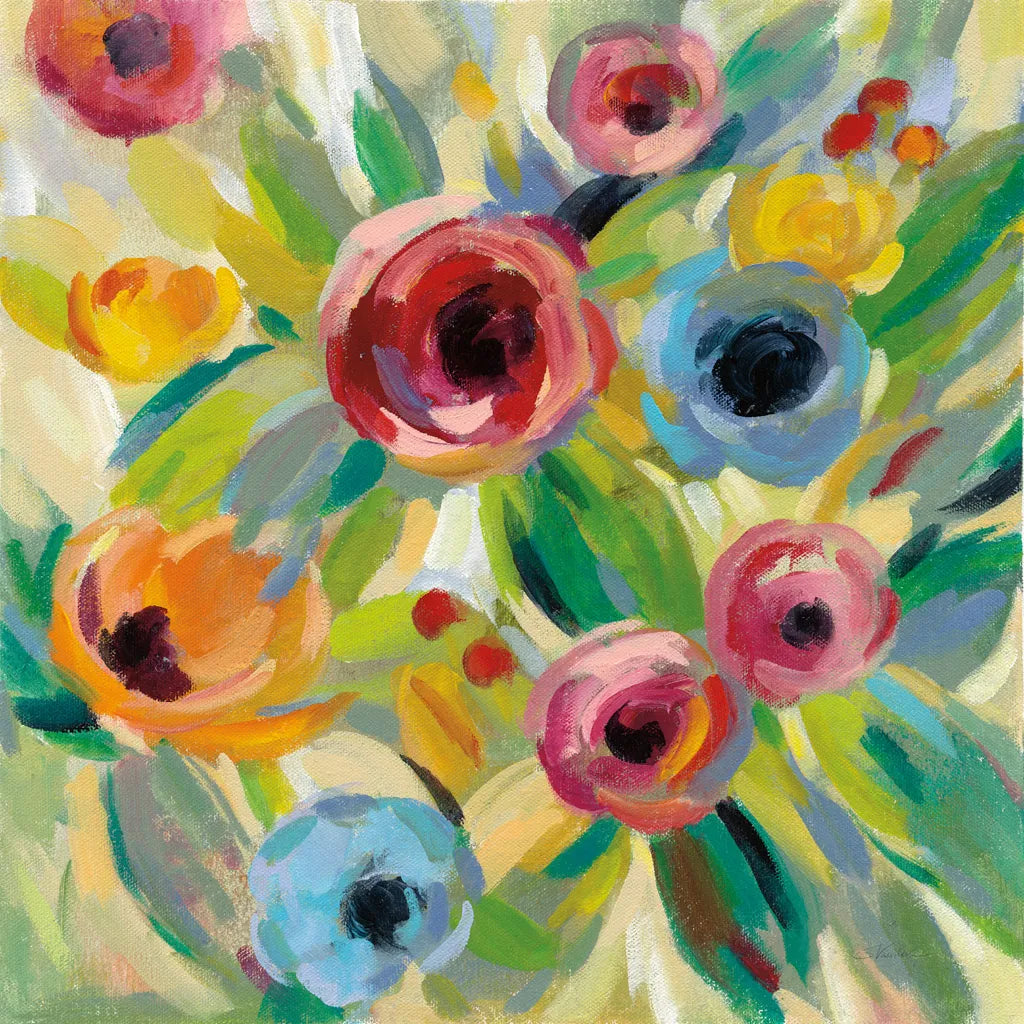 Vivid Coral Floral II by Silvia Vassileva. SKU 52205a. Archival Giclee Fine art print for wall decor.