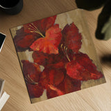 Vivid Red Gladiola on Gold Crop by Silvia Vassileva. Shown as a detailed flat fine art print, highlighting archival giclee quality. Available as an archival giclee rolled canvas, fine art paper, or poster print. SKU 15039a.