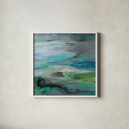 Volcano Edge by Silvia Vassileva. Shown in a crisp white glass frame for a clean and minimalist style. Available as an archival giclee rolled canvas, fine art paper, or poster print. SKU 59950a.