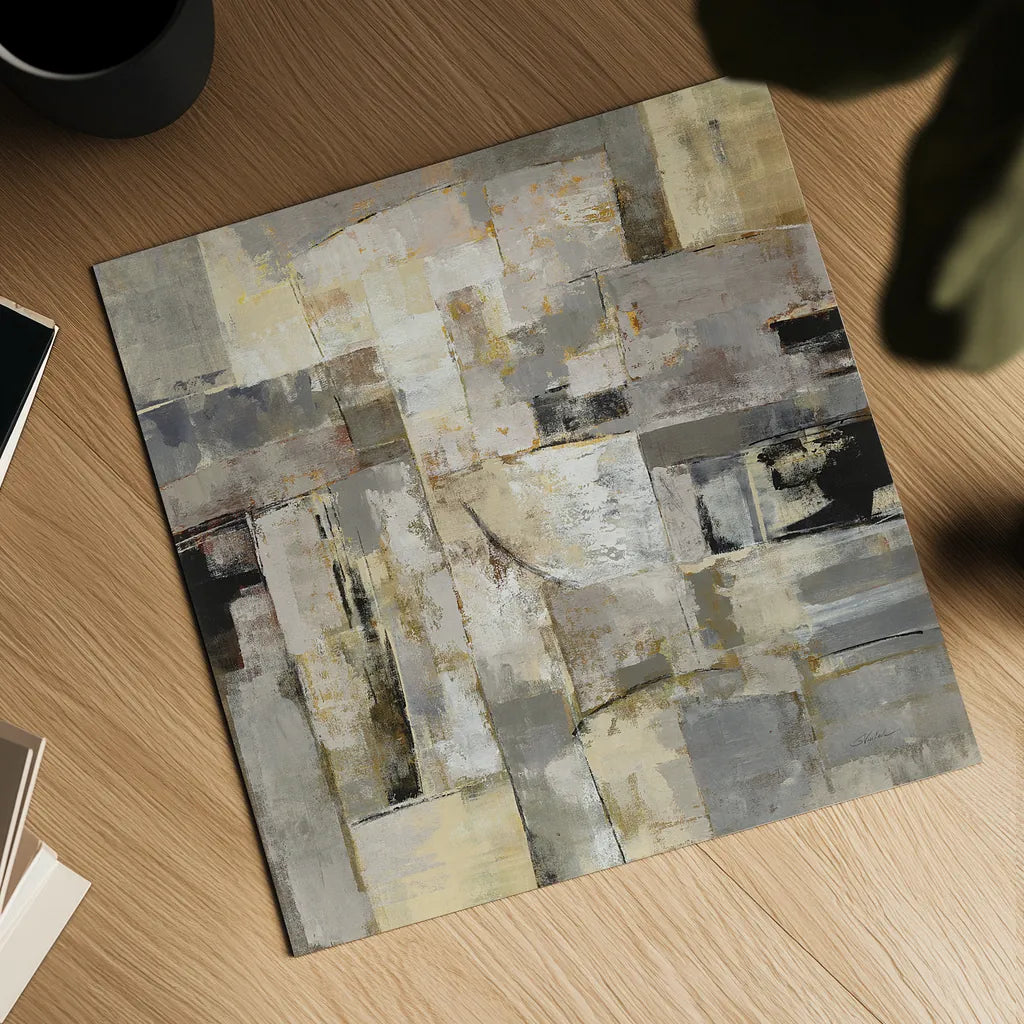 Walking Down the Street Neutral by Silvia Vassileva. Shown as a detailed flat fine art print, highlighting archival giclee quality. Available as an archival giclee rolled canvas, fine art paper, or poster print. SKU 15007a.